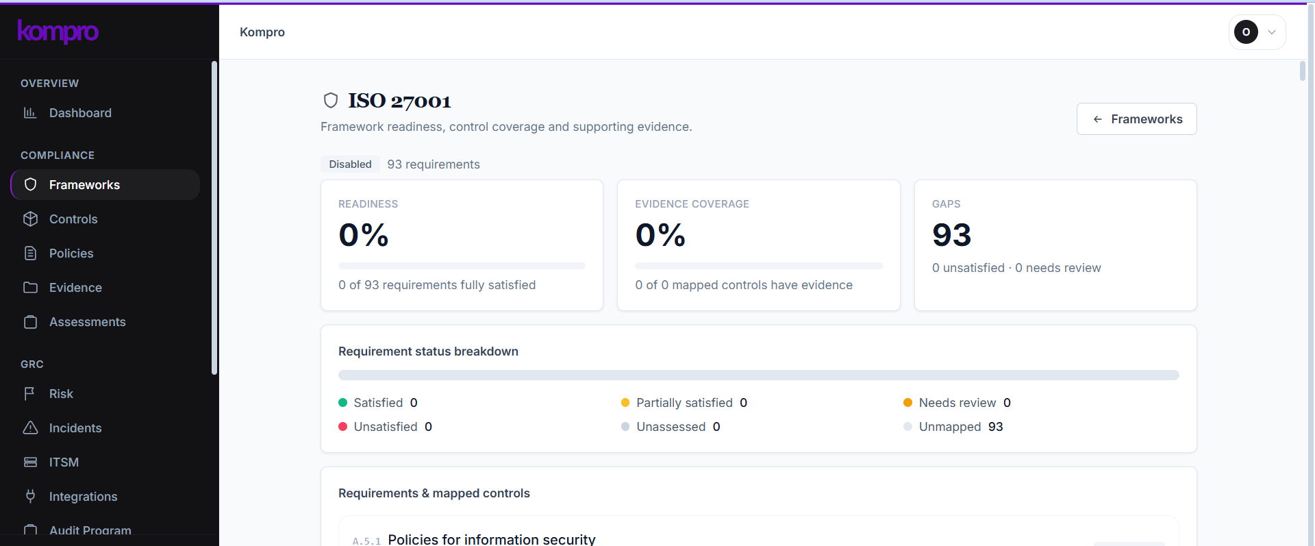 Kompro dashboard
